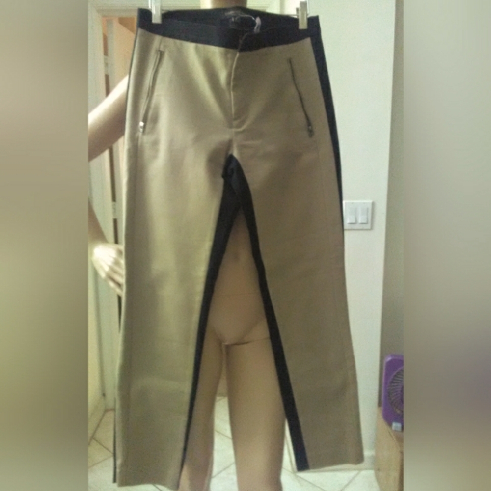 BNWOT BCBG MAXAZRIA TWO TONE PANTS BANANA REPUBLIC ANKLE ZIP PKT & SIDE HEM SZ 4
